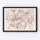Vintage Map of the Battle of Waterloo, 1815