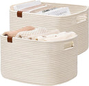 UBBCARE 2 Pack Baskets for Organizing, Woven Storage Baskets with Label for Toys and Towel, Rectangle Cotton Rope Basket with Handles, 15''L x10''W x9''H, Off-White by TinyTreasures Baby Boutique