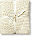 MakeMake Organics Organic Throw Blanket GOTS Certified Organic Cotton Blanket Chunky Knit Super Soft Cozy Fall Winter Large Adults Throw Blanket (50x60, Vanilla) by CozyNest Decor