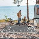 GENIMO 6' x 9' Outdoor Rug Waterproof for Patio Decor, Foldable Reversible Plastic Straw Area Rugs Mat for Camper, Outside Carpet for Rv, Deck, Porch, Picnic, Beach, Balcony, Grey & Beige White by GreenHaven Gardens
