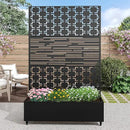 Casaphoria Metal Raised Garden Bed with Trellis and Wheels, 72"x47"x16" Planter Box for Climbing Plants, Vegetables & Vines, Features Drainage Holes and Privacy Screen, Black(Parallel&Louvered) by GreenHaven Gardens
