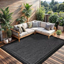CAMILSON Indoor Outdoor Rug, 8x10 Bordered Dark Gray Black Modern Area Rugs for Indoor and Outdoor Patios, Kitchen and Hallway Mats, Washable Porch Deck Outside Carpet (Bordered Black, 8 x 10) by GreenHaven Gardens