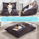 Hobestluk 3 in 1 Bean Bag Chair Giant Bean Bag Chairs for Adults with Plaid Cover Convertible Bean Bag Floor Cushion with Machine Washable Cover for Living Room (Plaid Dark Grey) by CozyNest Decor