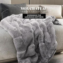 Mon Chateau 60" x 70" Faux Fur Throw Blanket - Reversible Soft Blanket for Queen-Size Bed, Couch, or Sofa, Cozy Home Decor and Stylish Living Room Comfort in Grey by CozyNest Decor