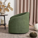 KINWELL 32" Wide Modern Boucle Swivel Barrel Chair, No Assembly Round Upholstered Swivel Accent Armchair for Living Room, Bedroom, Office (Green) by CozyNest Decor