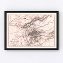 Vintage Map of the Battle of Toulouse, 1814