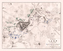 Vintage Map of the Battle of Laon, 1814