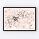 Vintage Map of the Battle of Laon, 1814