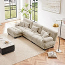 L Shaped Couch Sectional Couch, 3-Seater Cloud Couch Sectional Oversized Couch, Sofa Bed Couch with Round Bolster Armrests 5 Pillows, Modular Couch Home Sofa Living Room Couch by CozyNest Decor