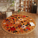 Round Rug 4ft Washable Circle Rug Non Slip Low Pile Boho Floral Small Circular Rug for Bedroom, Bathroom, Entryway, Kids Room, Office, College Dorm(Yellow) by CozyNest Decor