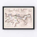 Vintage Map of the Battle of Craone, 1814
