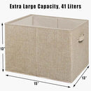 SIMPLE HOUSEWARE 15 x 13 Inch Collapsible Fabric Storage Bin with Handles, 2 Pack, Beige by CozyNest Decor