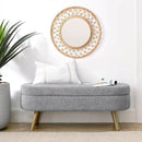 Oval Storage Bench 43.5" Linen Fabric Upholstered Entryway Bench with Solid Wood Legs Ottoman Bench Indoor Bench for Living Room/Bedroom/End of Bed/Entryway (New Grey) by CozyNest Decor