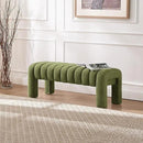 43.3" Bedroom Bench, Upholstered Entryway Bench, Modern End of Bed Ottoman with Solid Wood Legs and Adjustable Foot Pegs for Entryway, Dining Room and Living Room (Green Boucle) by CozyNest Decor
