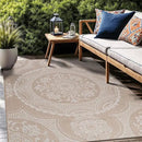 Medallion Outdoor Rug 5x7 Washable Outside Carpet for Indoor Patio Porch Waterproof Easy Cleaning Non Shedding Area Rugs Beige 5 x 7 by CozyNest Decor
