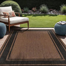 Beverly Rug Outdoor Rug 8x10 Modern Bordered Area Rugs for Indoor and Outdoor Patio Deck Porch Garden Waterproof Weather Sun Resistant Washable Outside Carpet (8 x 10 Gold) by CozyNest Decor