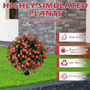 Sunnyglade Set of 2 Artificial Boxwood Topiary Ball Trees with Red Flower, Faux Shrub Bushes with Ground Spike 25.5", UV Resistant Fake Boxwood Plants for Indoor, Garden, Porch, Patio Decor (Red) by GreenHaven Gardens