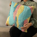 Tuffting Embroidery Decorative Throw Pillow Cover, 18 x 18 inches (Multi) by CozyNest Decor