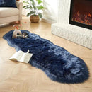 AMTOVO Faux Sheepskin Rug, Dark Blue Ultra Soft Fluffy Shag Area Rug, 2 x 6 ft Faux Fur Rug for Bedroom Sofa Throw Cushion Room Decor, Sheepskin by CozyNest Decor