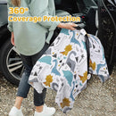 Rquite Dinosaurs Carseat Cover - Muslin Cotton Infant Car Seat Canopy, Breathable Baby Carrier Cover, Summer Stroller Sun Shade by TinyTreasures Baby Boutique