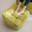 HIGOGOGO Square Stuffed Pouf Ottoman, Corduroy Poufs with Foam Chunk Filling, Furry and Fluffy Pouf Foot Stool Storage Ottoman, 25.6 X 25.6 Floor Poufs Foot Rest for Living Room, Green by CozyNest Decor