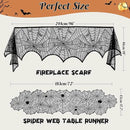 3 Pack Halloween Decorations Sets, Black Lace Spider Webs Table Runner & Halloween Cobweb Fireplace Scarf with 120 pcs 3D Bat for Halloween Indoor Decors Party Supplies by CozyNest Decor