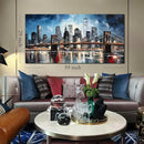 Brooklyn Bridge Wall Art for Bedroom,Modern City Large Canvas Wall Art Living Room,Blue Home Office Decor 29 x 59 Inch by CozyNest Decor