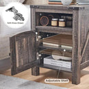 OKD Farmhouse Nightstand with Charging Station, 18" Rustic End Table with Adjustable Storage Shelf, Wood Rustic Wood Sofa Side Table for Bedroom by CozyNest Decor