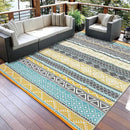 GAOMON Outdoor Plastic Straw Rug, 10'x20' Reversible Sage Green Patio Mat, Flower Modern Design for RV, Backyard, Deck, Camping, Picnic, Teal/Yellow(Bohemia) by CozyNest Decor