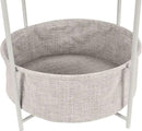 Amazon Basics Round Storage End Table, Side Table with Cloth Basket, White/Heather Gray, 17.7"L x 17.7"W x 18.9"H by CozyNest Decor