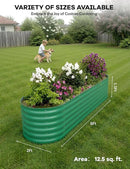 2 Pcs Raised Garden Beds Outdoor 8x2x1.5ft - Galvanized Steel Planter Box for Vegetables, Flowers, Rust-Resistant Garden Box, Easy Assembly Raised Beds, Durable Planters for Outdoor Plants, Green by GreenHaven Gardens