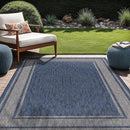 Beverly Rug Large Outdoor Rug 9x12 Modern Bordered Area Rugs for Indoor and Outdoor Patio Deck Porch Garden Waterproof Weather Sun Resistant Washable Outside Carpet (9 x 12 Navy) by CozyNest Decor