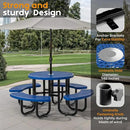Metal Picnic Tables for Outdoors with Umbrella Hole - Coated Steel Heavy Duty Commercial Grade Table with Adjustable Seats (Blue, 38 in, Round, Expanded Steel) by GreenHaven Gardens