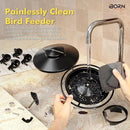iBorn Metal Bird Feeders for Outdoors, 2LB Bird Seed Feeder 17cm Large Roof &Tray, 4 Feeding Ports, Black Finish by CozyNest Decor