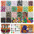 Gionlion 700Pcs Halloween Polymer Clay Beads Bracelet Making Kit, Pumpkins Skulls Ghosts Spiders Bats Pony Letter Beads for Halloween Party Favors, Toys Gifts for 4+ Year Old Kids by TinyTreasures Baby Boutique