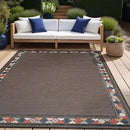Beverly Rug Outdoor Rug 8x10 Modern Bordered Area Rugs for Indoor and Outdoor Patio Easy to Clean Non Shedding Living Room Porch Garden Washable Outside Carpet (8 x 10 Brown) by CozyNest Decor