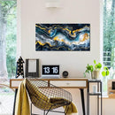 GUGIKA Abstract Wall Art for Living Room, Gold Black and Blue Canvas Wall-Art for Bedroom, Ocean Landscape Print Paintings, Size 40x20 Inches by CozyNest Decor