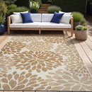 Beverly Rug Outdoor Rug 9x12 Modern Exotic Tropical Leaf Area Rugs for Indoor and Outdoor Patio Deck Porch Garden Water Resistant Washable Outside Carpet (9 x 12 Beige) by GreenHaven Gardens