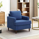 Mid-Century Accent Chair,Modern Linen Fabric Armchair for Living Room,Comfy Upholstered Reading Accent Chairs for Bedroom,Single Sofa Chair with Wood Legs (Blue, 1 Pack) by CozyNest Decor