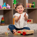 Building Blocks for Toddlers 1-3 Years Old, 30 Large Stackable Wooden Baby Blocks with Alphabet and Number Icons on Every Side, Toy Wagon Included by TinyTreasures Baby Boutique