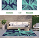 GENIMO Outdoor Rug 6' x 9' Waterproof for Patios Clearance, Reversible Outdoor Plastic Straw Camping Rug Carpet, Large Area Rugs Mats for RV, Camper, Deck, Balcony, Porch, Beach, Navy Blue&Jade Green by CozyNest Decor