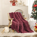 WESHIONGOO Chunky Knit Blanket Throw 50"×60" Knitted Throw Blankets for Couch Bed Fluffy Soft Blanket with Jumbo Chenille Yarn Thick 100% Handmade(Burgundy Red) by CozyNest Decor