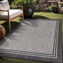 Bordered Outdoor Rug 5x7 Washable Outside Carpet for Indoor Patio Porch Waterproof Easy Cleaning Non Shedding Area Rugs Dark Gray 5 x 7 by CozyNest Decor