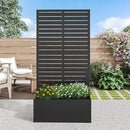 Casaphoria Metal Raised Garden Bed with Trellis, 59"x30"x12" Planter Box for Climbing Plants, Vegetables & Vines, Features Drainage Holes and Privacy Screen (Black-Louvered) by GreenHaven Gardens