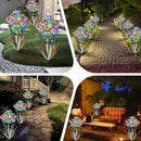 Homight Solar Metal Agave Butterfly Flower Stick Garden Sculpture - Outdoor Gift, Christmas Lights - Swaying Butterfly Garden Lights (2 PCS Blue) by GreenHaven Gardens
