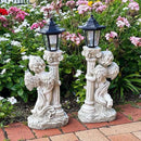 Angel Statue with Solar Lights (Left) 19.7 Inch, Outdoor Solar Angel Garden Statue with Roma Pillar for Garden Lawn Deocr, Christian Religious Gift by GreenHaven Gardens