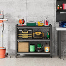 Workbench on Wheels, Adjustable Heavy Duty Work Table with Wheels, Heavy Duty Workstation, Metal Tool Work Bench for Garage Warehouse Workshop, 32" H x 18" D x 34" W by GreenHaven Gardens