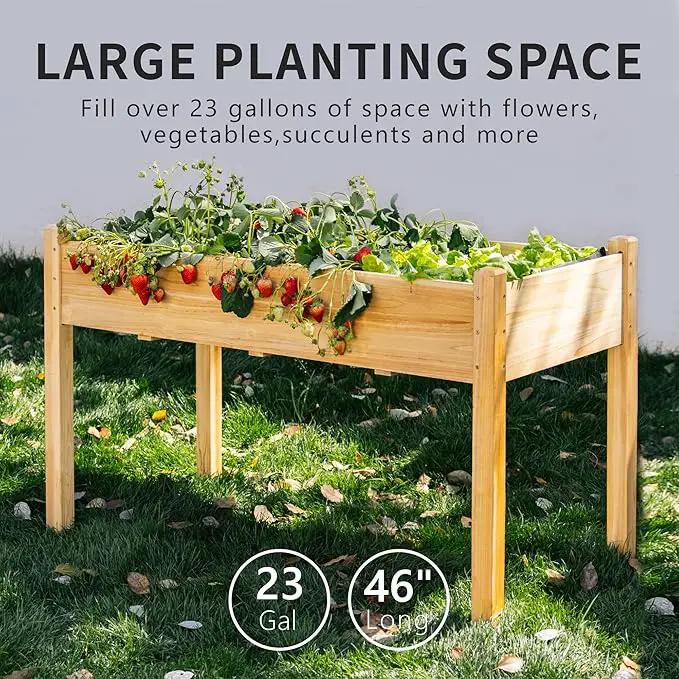 Premium Fir Wooden Raised Garden Bed with Four Legs for Backyard and Balcony Gardening,Suitable for Indoor and Outdoor use,49.5''×23.5''×30'', photo 3 of 8