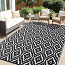 OLANLY Outdoor Rug 5x8 ft Waterproof, Outdoor Plastic Straw Rug with Geometric Pattern Clearance, Reversible RV Mat for Patio, Camping, Balcony, Deck, Backyard, Black & White by CozyNest Decor