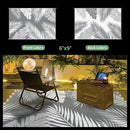 GENIMO Outdoor Rug 6' x 9' Waterproof for Patios Clearance, Reversible Outdoor Plastic Straw Camping Rug Carpet with LED String Light, Area Rugs Mats for RV, Camper, Deck, Balcony, Porch, Grey&White by CozyNest Decor